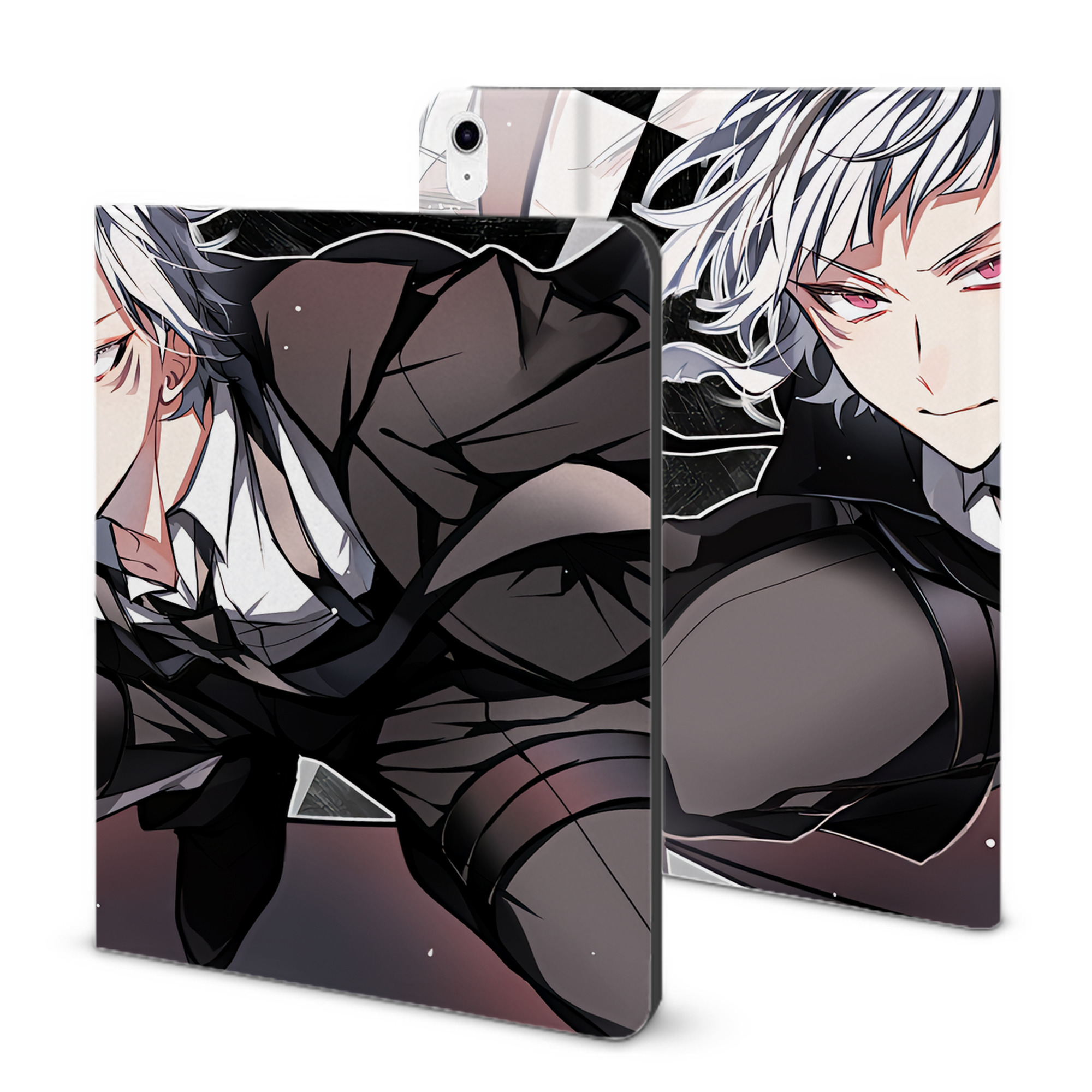 （画像用） 文豪ストレイドッグス Bungo Stray Dogs IPad ケース ブック型 PUレザー TPU 耐衝撃 軽量 薄型 ペン収納なし 全面保護 IPad 各モデル対応